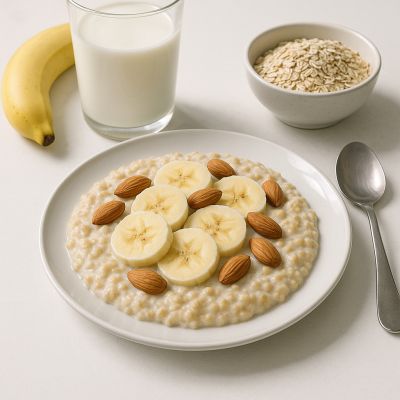 Havregrød med banan og mandler