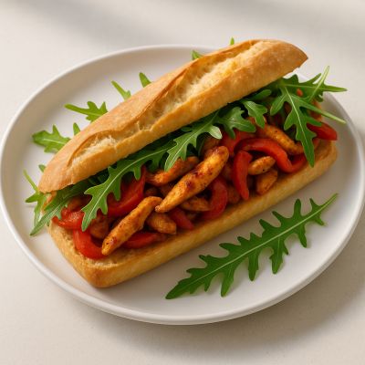 Krydret kyllingbaguette med rucola