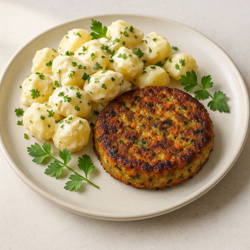Spændende Grøntsagsbøf med Kartoffelsalat