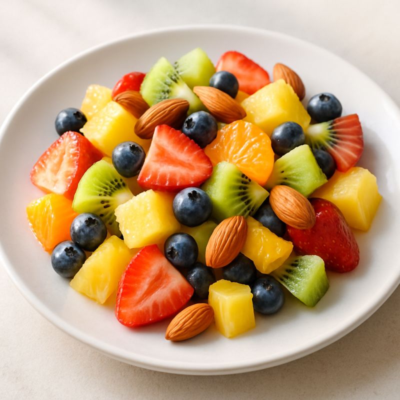 Frisk frugtsalat med nødder
