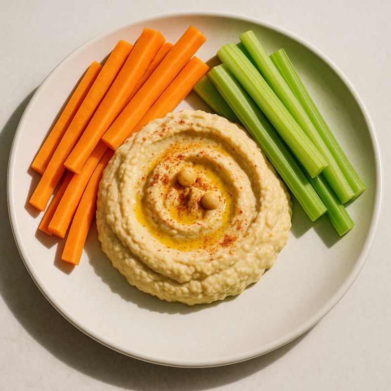 Hurtig og nem hummus med grøntsagsstænger