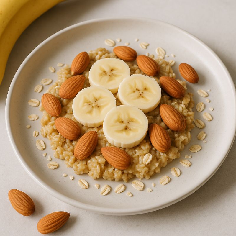 Hurtig og let Havregrynssnack med banan og mandler