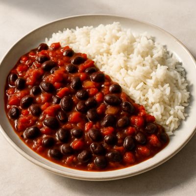 Vegansk bønne-chili med ris