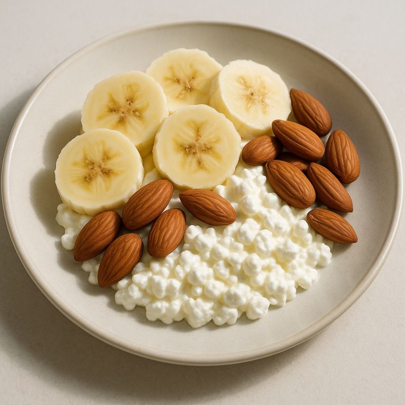 Frugtbowl med hytteost og nødder