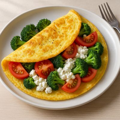 Grøntsagsfyldt Omelet med Hytteost