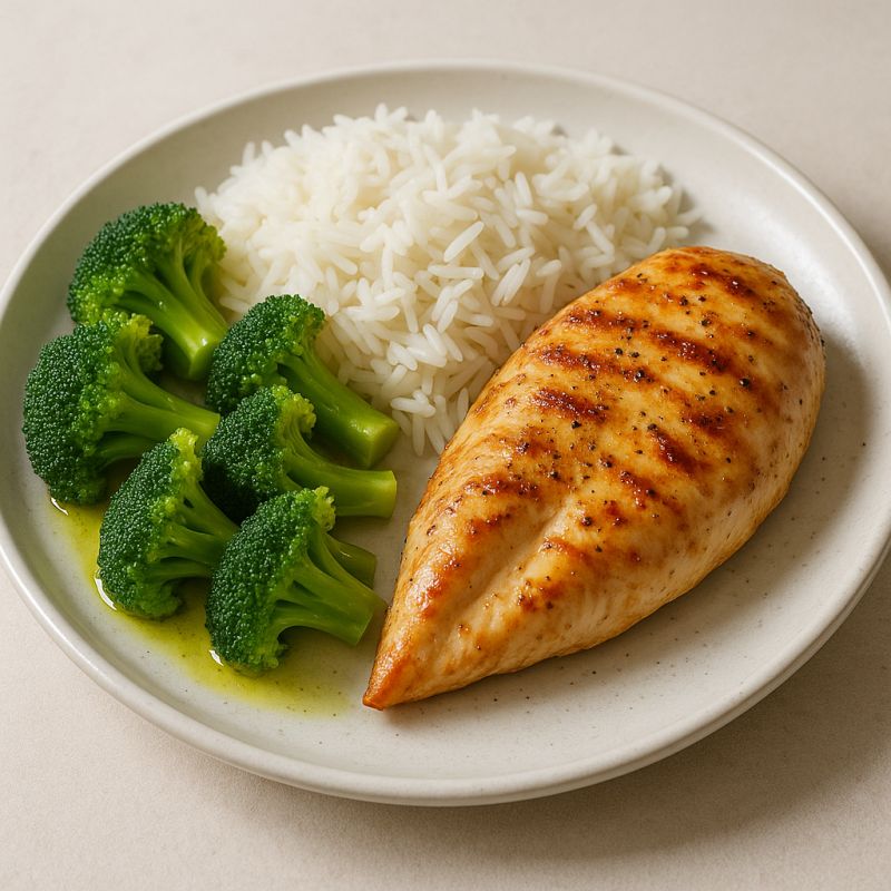 Kylling med ris og broccoli