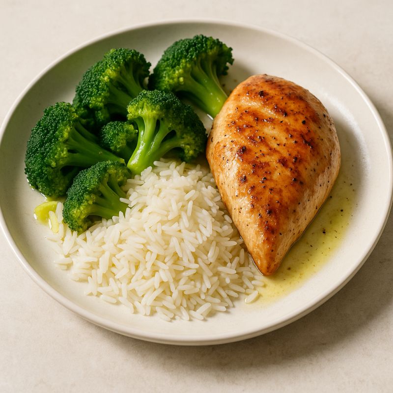 Kylling med ris og broccoli