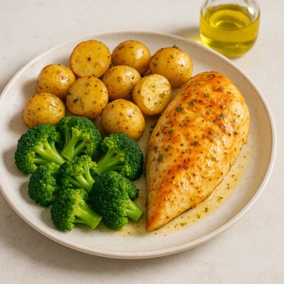 Kylling med kartofler og broccoli