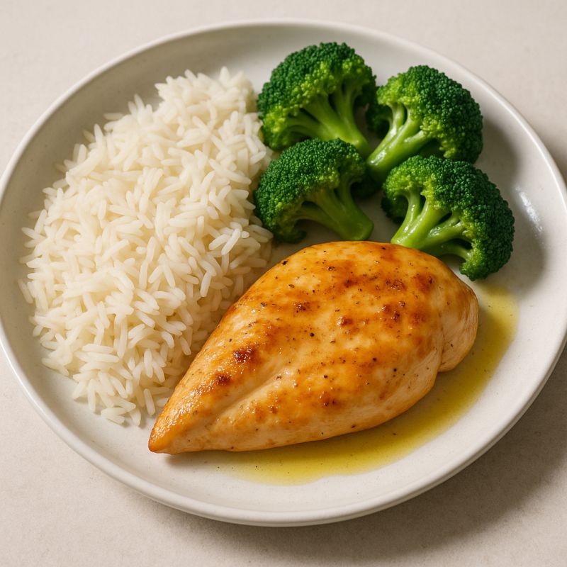 Kylling med ris og broccoli