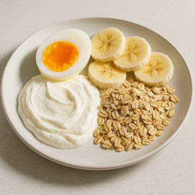 Skyrbowl med havre, banan og æg