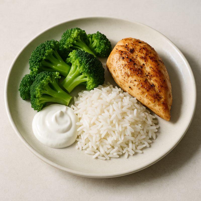 Kylling med ris og broccoli