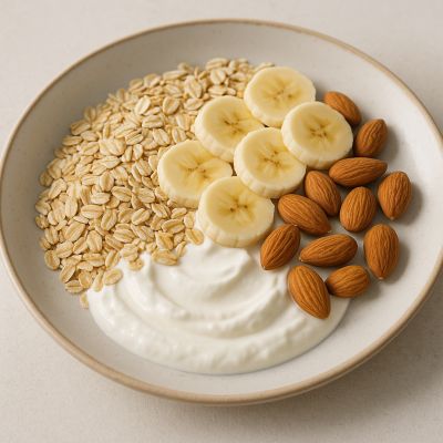 Skyr med havre, banan og mandler