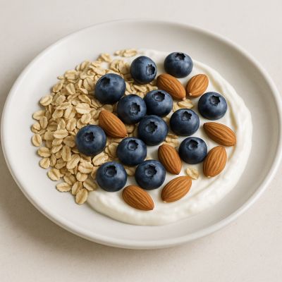Skyr med havre, blåbær og mandler