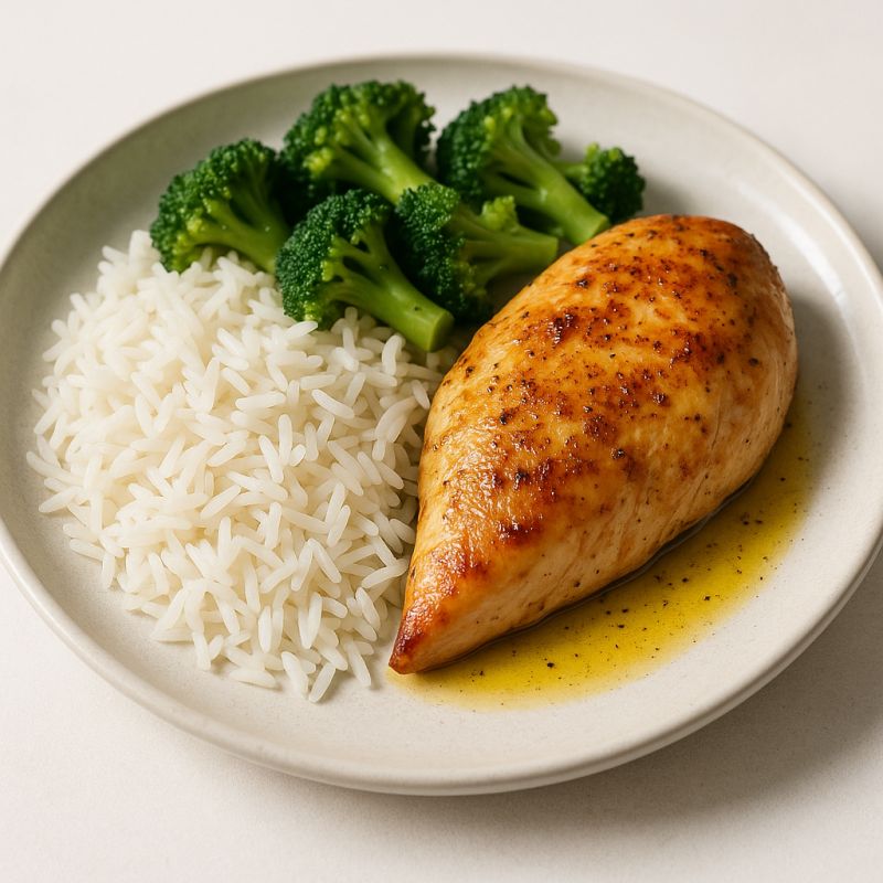 Kylling med ris og broccoli