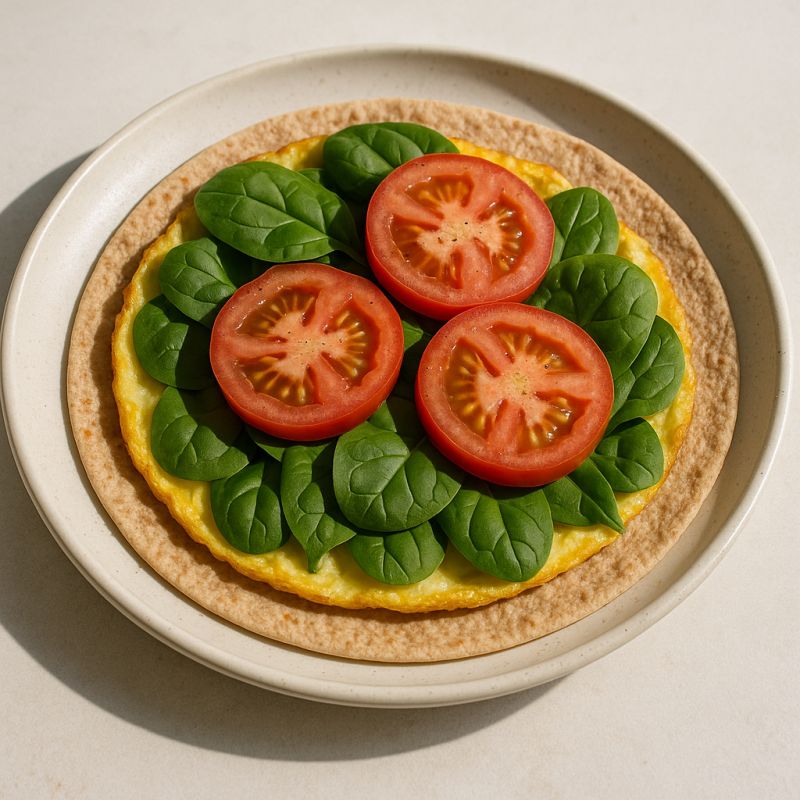 Æggewrap med spinat og tomat