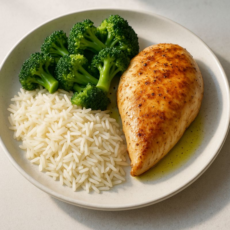 Kylling med ris og broccoli