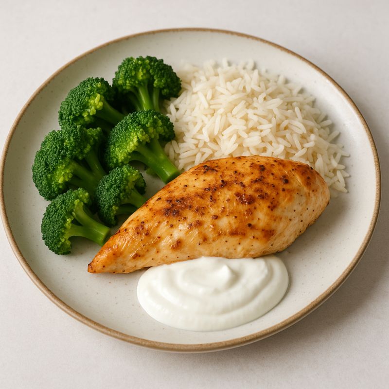 Kylling med ris og broccoli