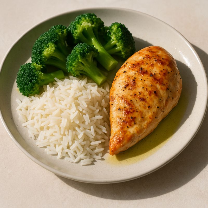 Kylling med ris og broccoli
