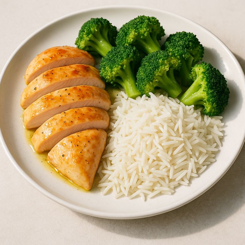 Kylling med ris og broccoli