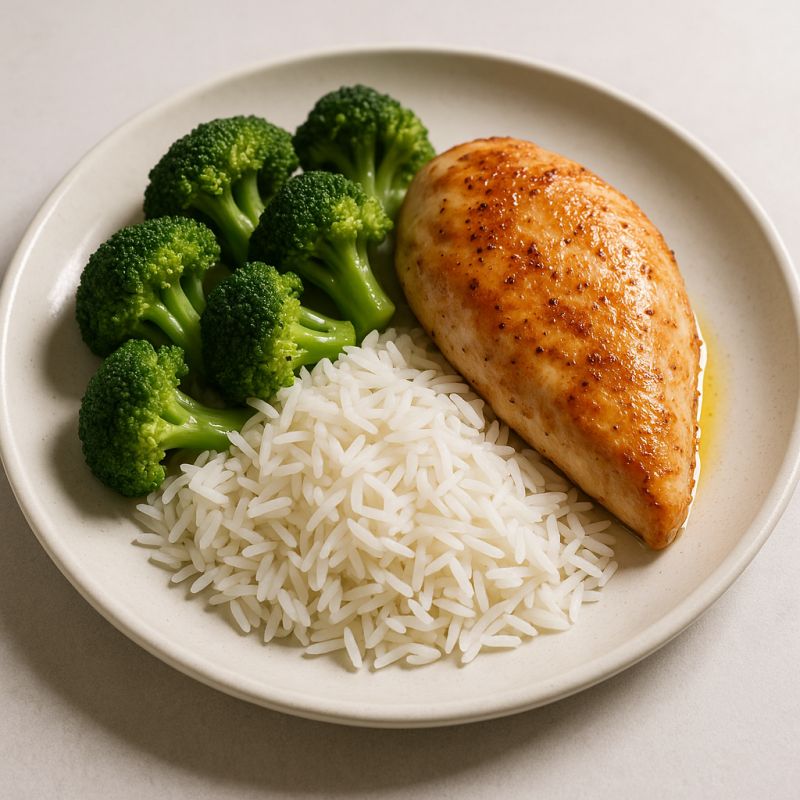 Kylling med ris og broccoli