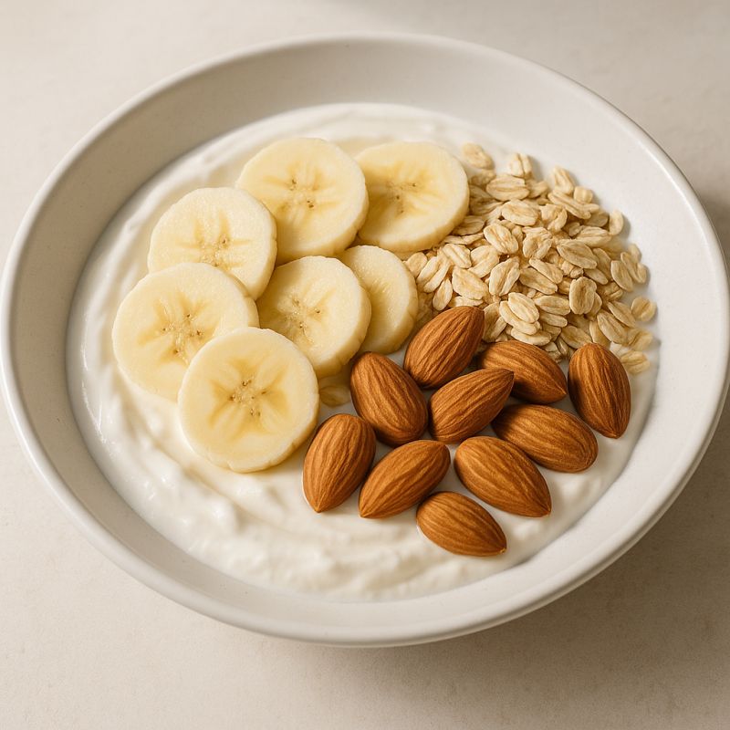 Skyr med havregryn, banan og mandler