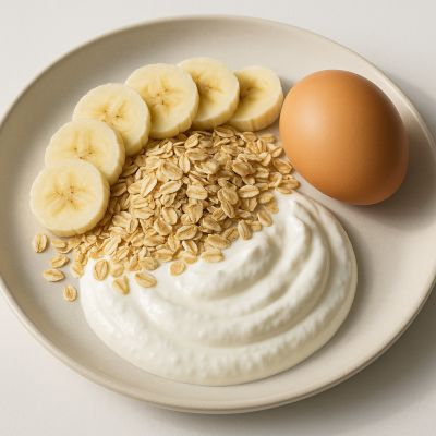 Skyr med havre, banan og æg