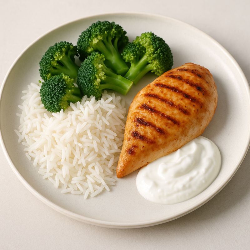 Kylling med ris og broccoli