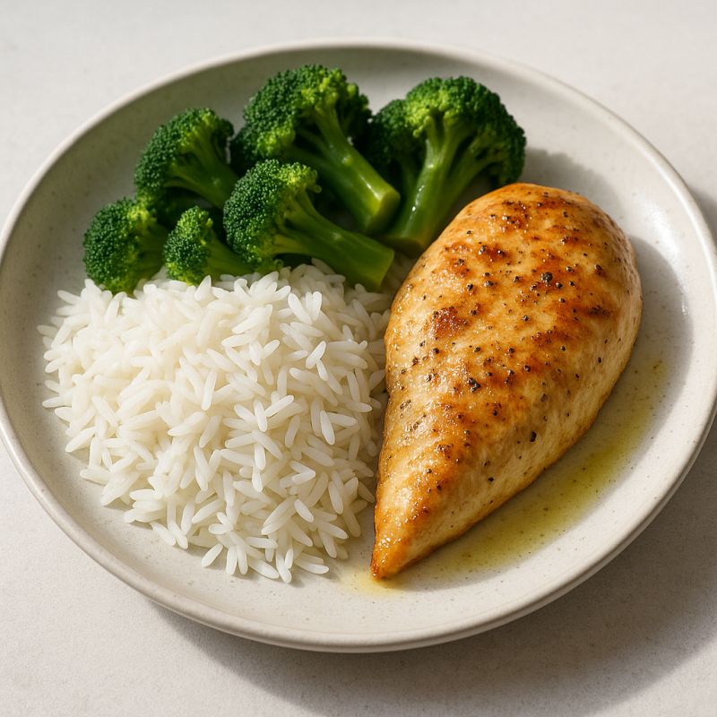 Kylling med ris og broccoli