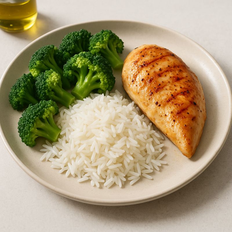 Kylling med ris og broccoli