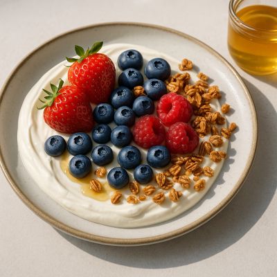 Vanilje Skyr Med Friske Bær og Honningristet Granola