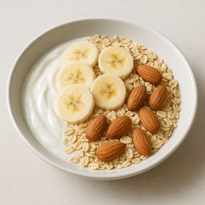 Skyr med havre, banan og mandler