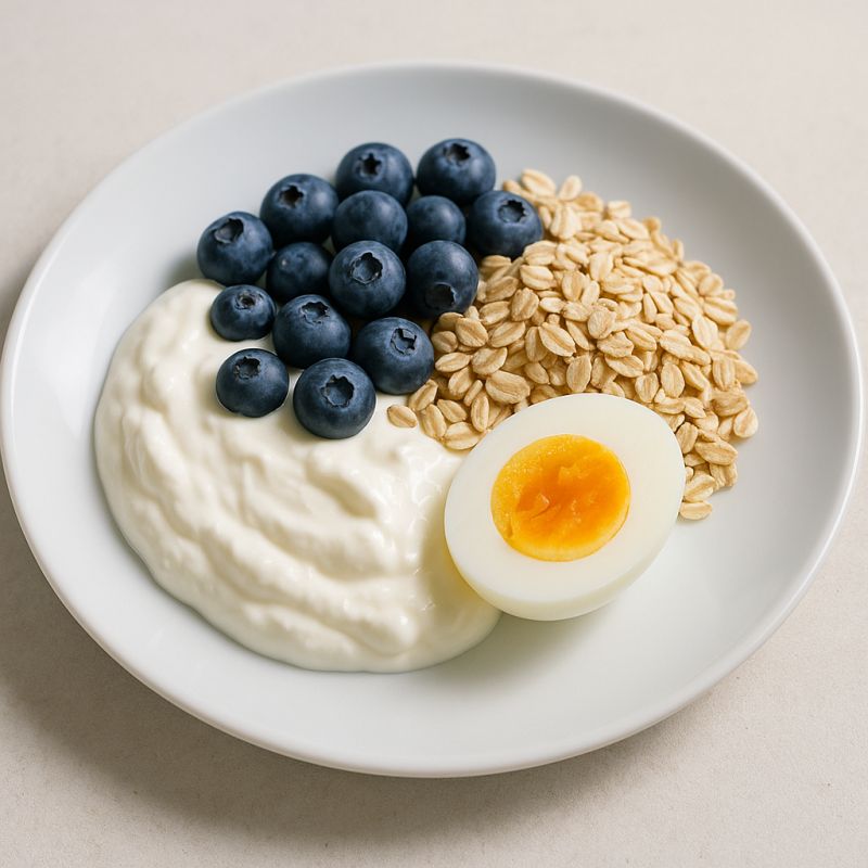 Skyr med havre, blåbær og æg