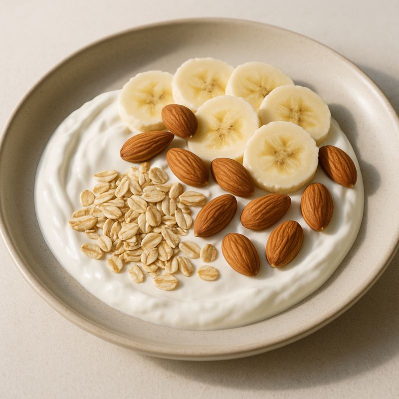 Skyr med havre, banan og mandler