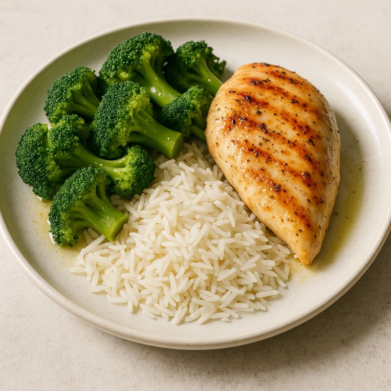Kylling med ris og broccoli