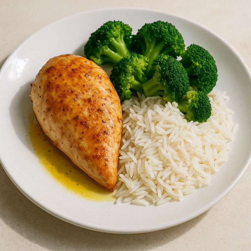 Kylling med ris og broccoli