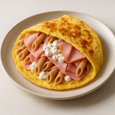 Pastafyldt omelet med skinke