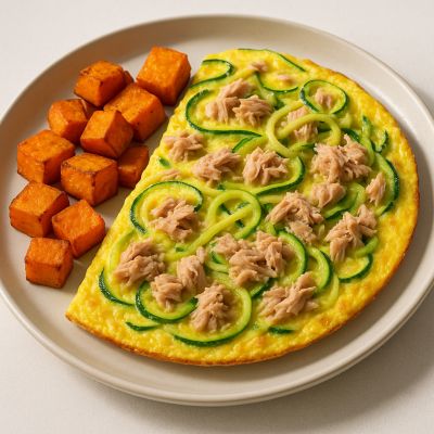 Æggekage med tun og squashnudler