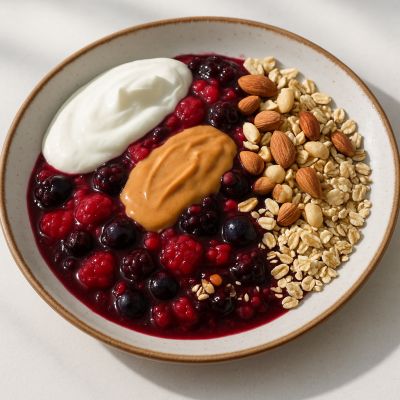 Lun bærgrød med peanutbutter