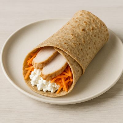 Fuldkornswrap med kalkun og hytteost