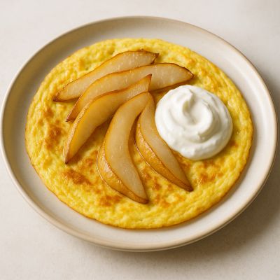Sød pæreomelet med græsk yoghurt