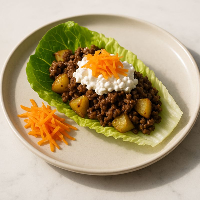 Salatbåde med oksekød, kartoffel og hytteost