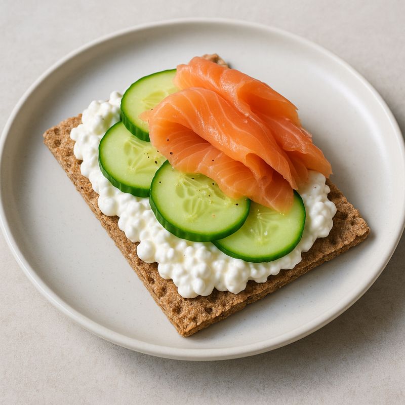 Knækbrød med hytteost og laks