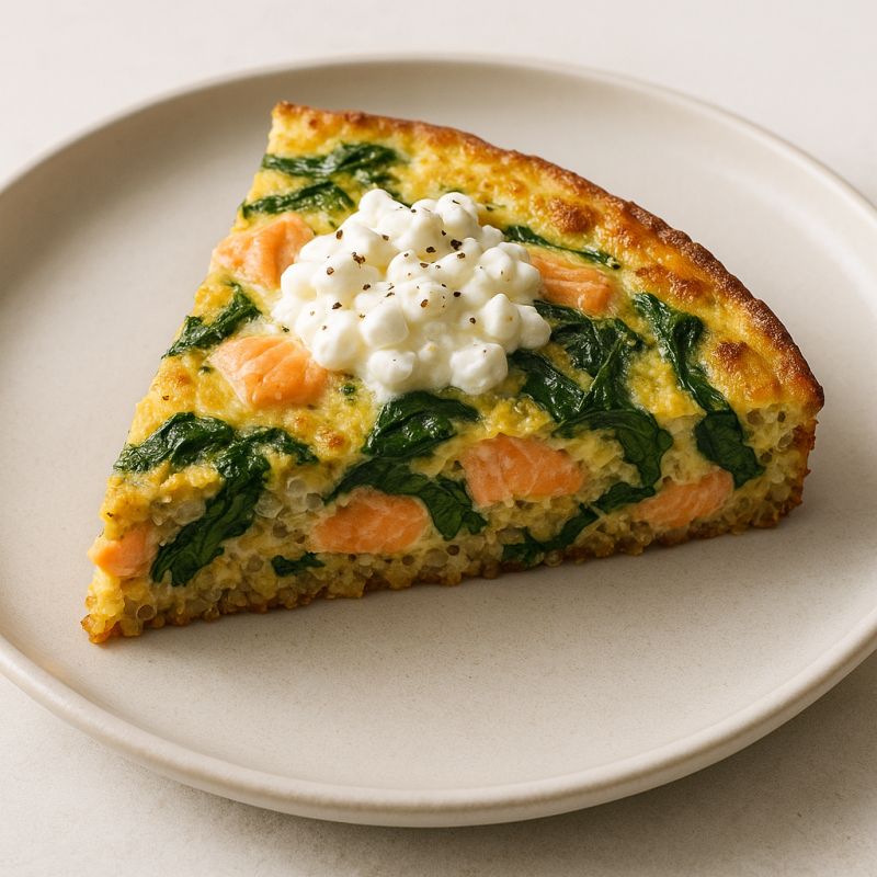 Laksefrittata med quinoa og spinat