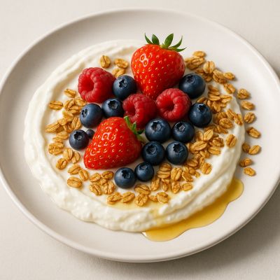 Vanilje Skyr med Friske Bær og Honningristede Havregryn